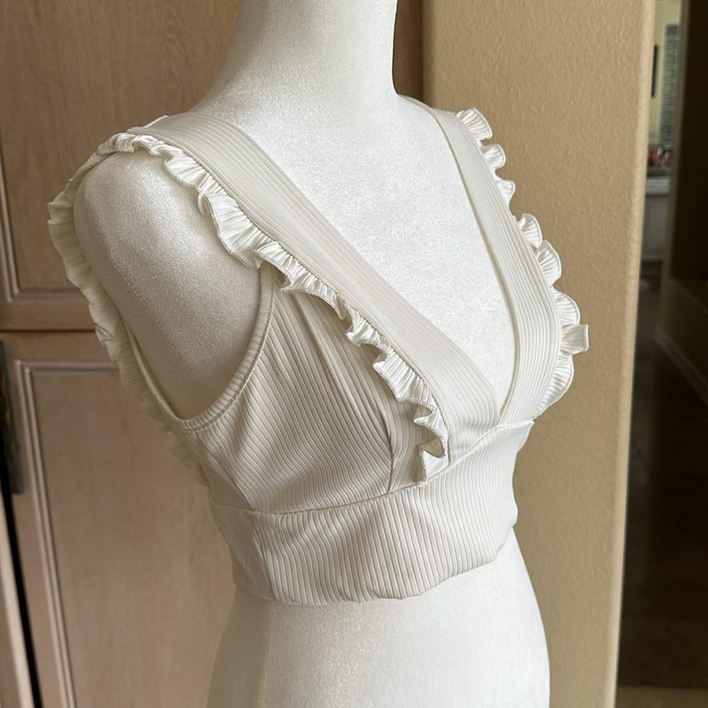 White Cropped Tank Bra Top